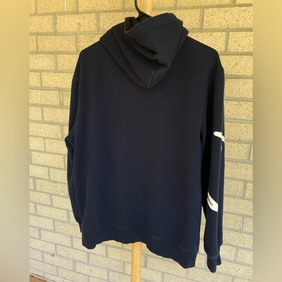 Tommy Hilfiger Soft Classic Navy Blue Hoodie White Red Cursive Logo Sleeve Decal - Picture 10 of 17